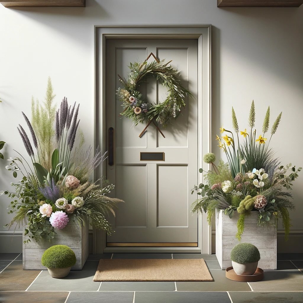 Spring and Easter wreaths and planters