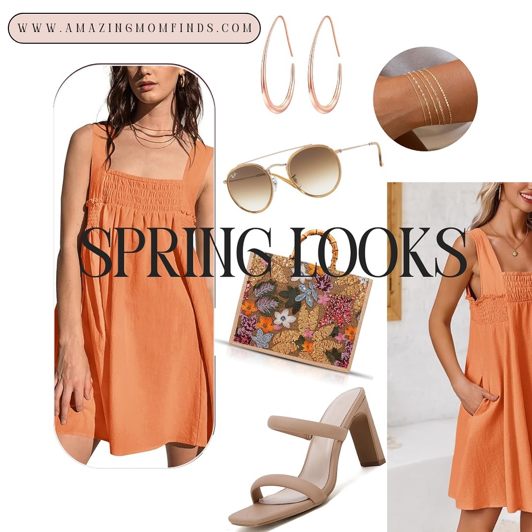 Embrace the spirit of spring in this breezy orange cotton dress